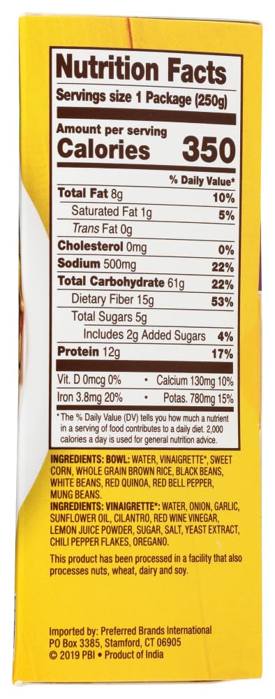 TASTY BITE Mexican Protein Bowl, 8.8 Ounce, Pack of 6, Ready to Eat, Microwaveable, Vegan, 12g Plant Protein, Tangy Citrus