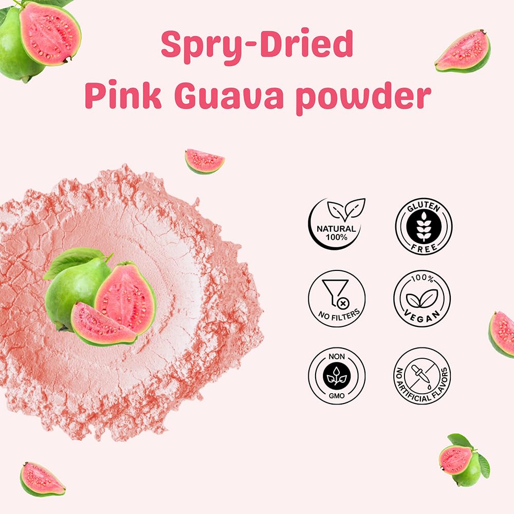 Pink Guava Powder 114 G | Instant Drink Mix Guava Powder For Juice, Cake | Gluten-Free, Natural, No Preservatives