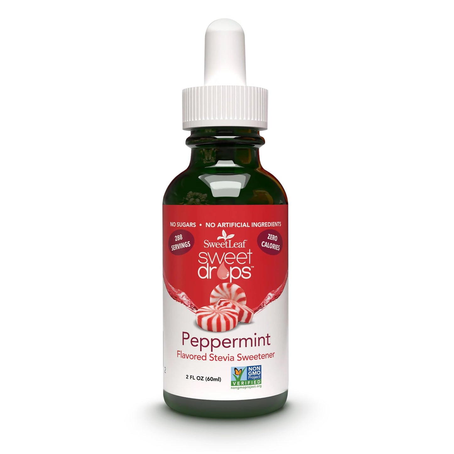 SweetLeaf Sweet Drops- Flavored Stevia Liquid Sweetener  Organic Stevia Extract  Zero Calories  Gluten Free  Keto Friendly  Non GMO  Natural Flavor  Sugar Alternative - Peppermint  2 Fl Oz (Pack of 1)