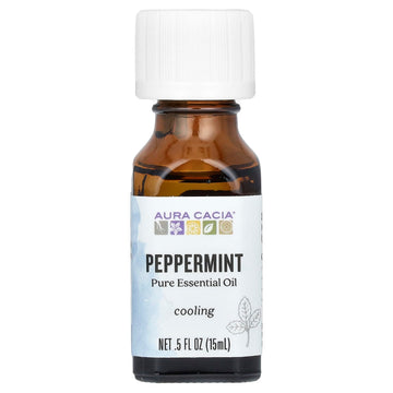 Aura Cacia 100% Pure Peppermint Essential Oil | Gc/Ms Tested For Purity | 15 Ml (0.5 Fl. Oz.) | Mentha Piperita