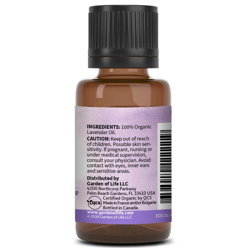 Garden Of Life Essential Oil, Lavender 0.5 Fl Oz (15 Ml), 100% Usda Organic & Pure, Clean, Undiluted & Non-Gmo - For Diffuser, A