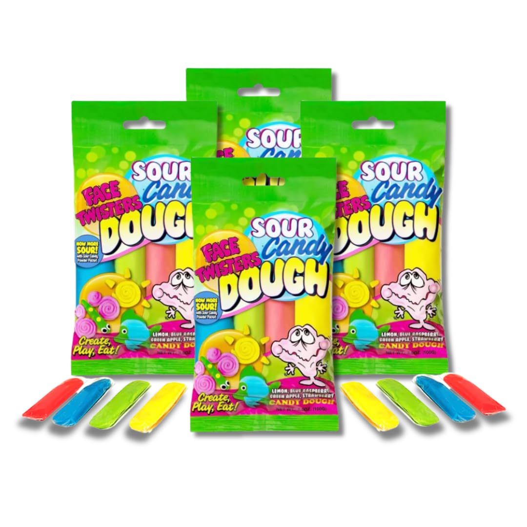 LYZAS SWEETS & TREATS Face Twisters Sour Candy Gift Pack, 4 Bags, 3.5 oz Each