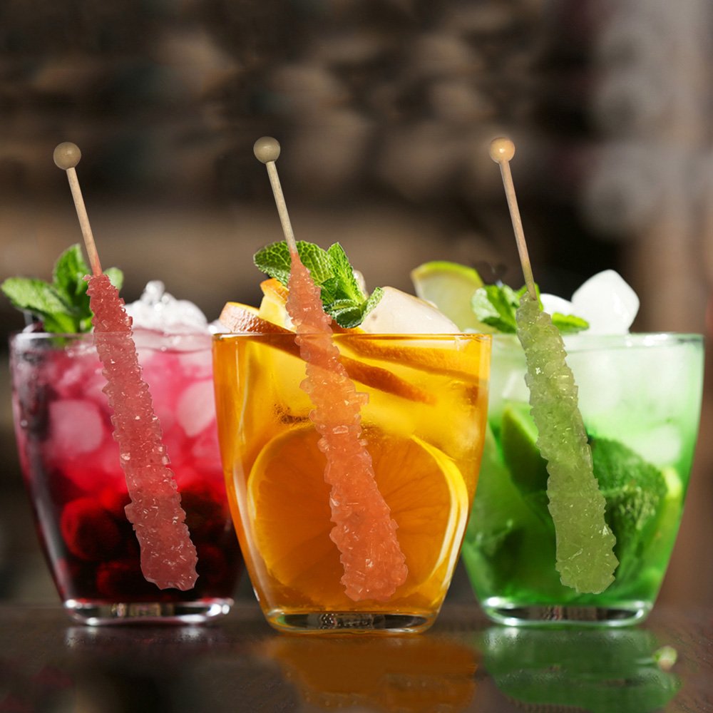 Espeez Extra Large Red Rock Candy Sticks - 24 Individually Wrapped Strawberry Lollipops for Candy Buffets, Birthdays, and Celebrations
