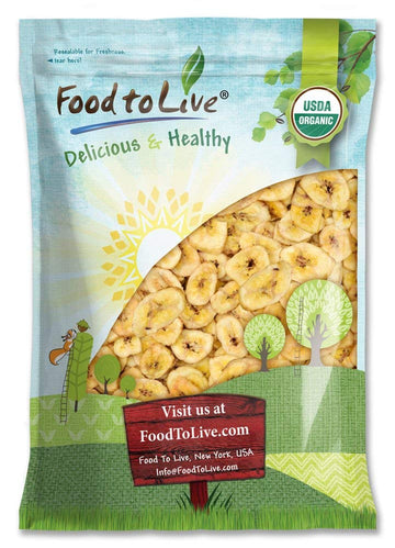 Food to Live Organic Banana Chips, 5 Pounds Sweetened, Unsulfured, Non-GMO, Kosher, Vegan, Bulk