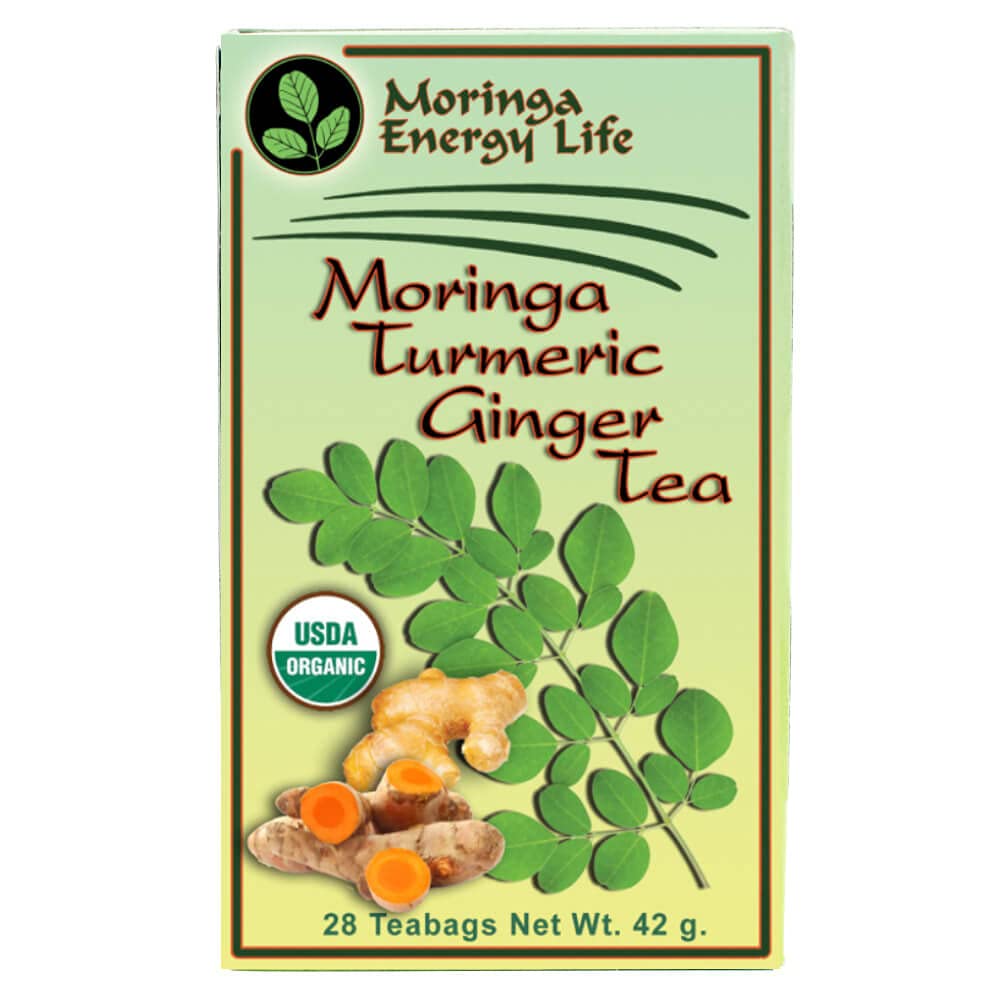 Moringa Turmeric Ginger Tea Bags 28 (Keto, Detox, Paleo, Vitamin & Minerals Booster, Vegan, Gluten-Free, Non-Gmo, Caffeine-Free)