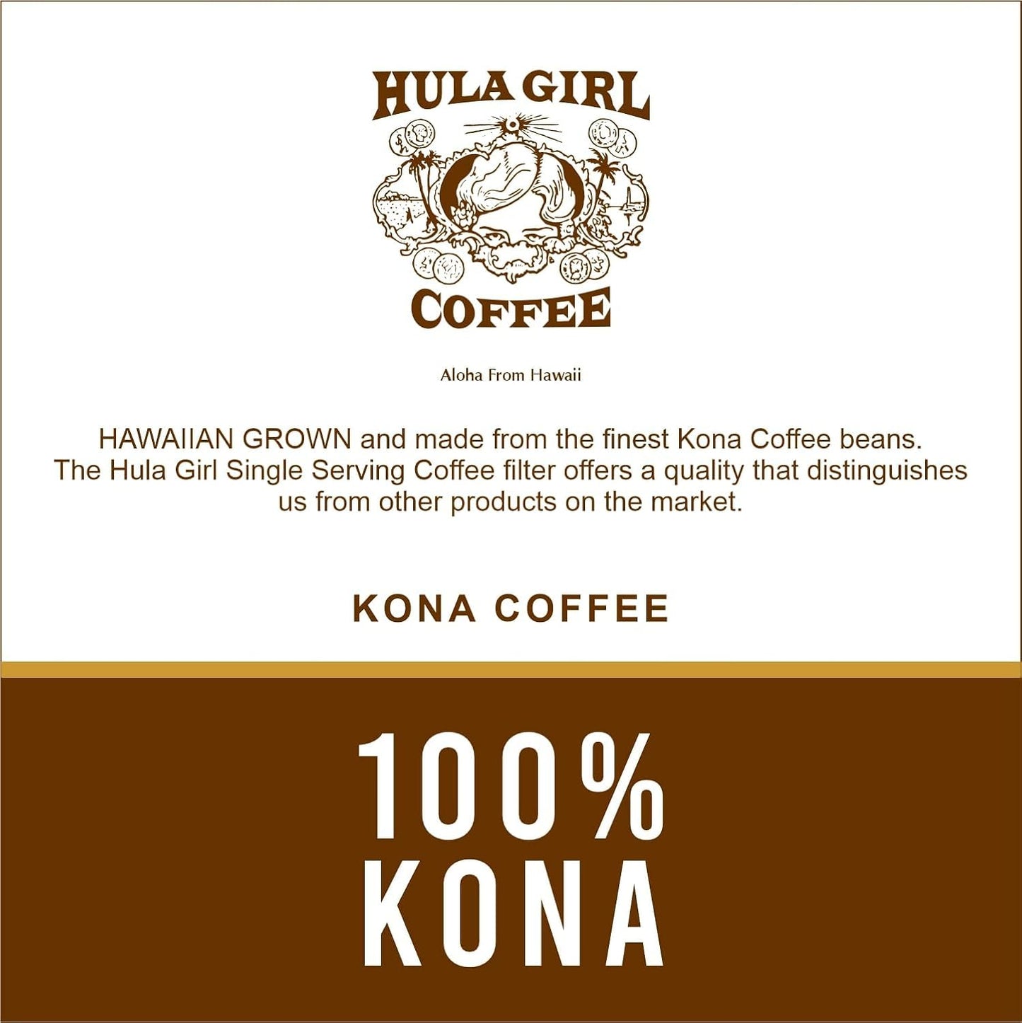 Hula Girl Kona Coffee Single Serve K-Cup, Medium Roast, 1 Count, Black