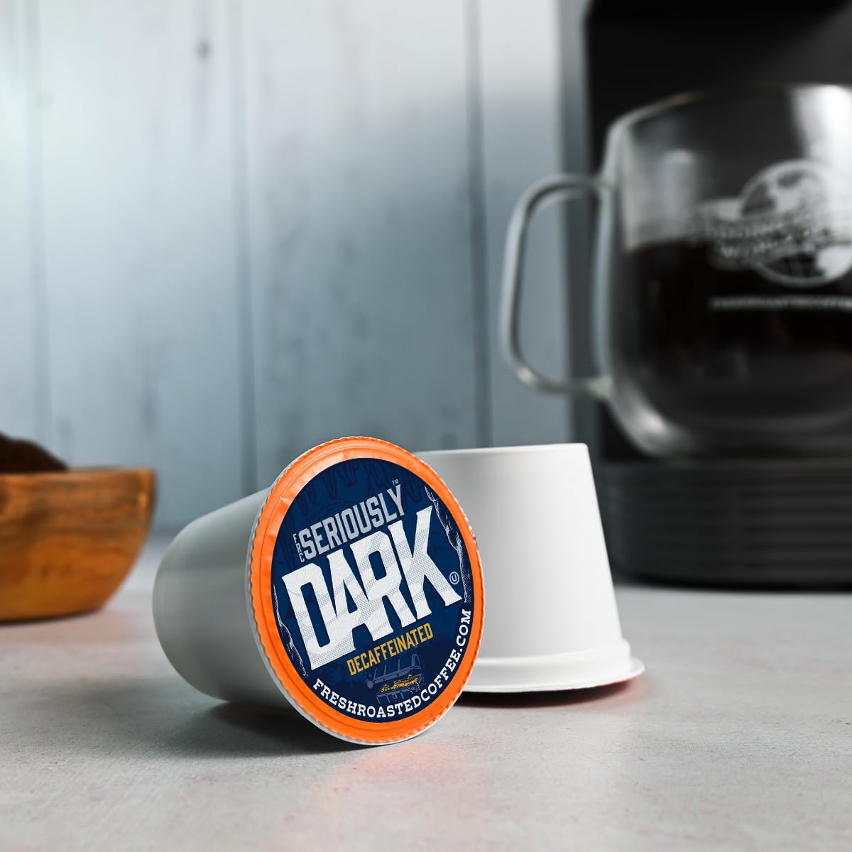 Fresh Roasted Coffee Dark Decaf Artisan Blend, 24 Pods for K Cup malt-inspired