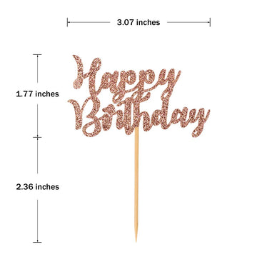 Donoter 24 Pcs Rose Gold Happy Birthday Cupcake Toppers Cake Picks For Birthday Party Decoration Supplies