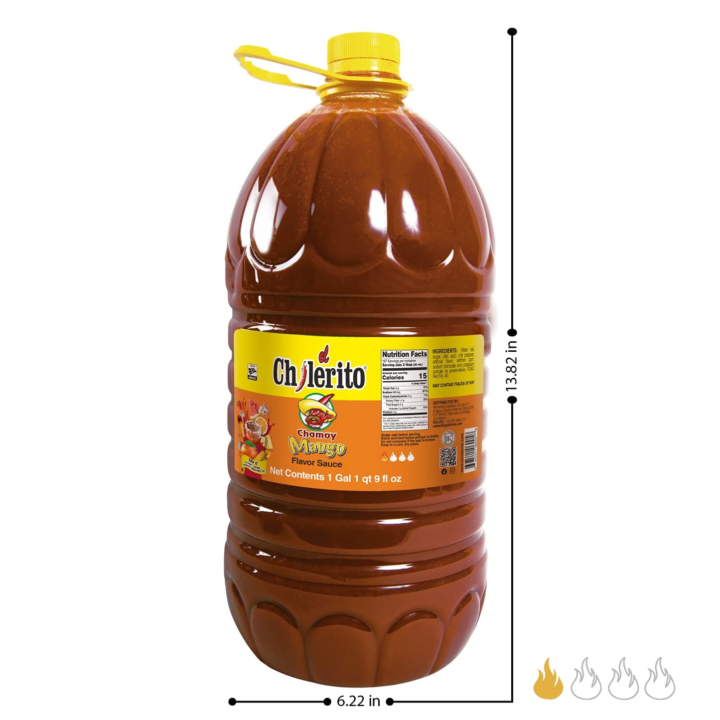 El Chilerito Sauce Chamoy Mango Flavor 5L/ 166.6 Fl. Oz - For Garnishing Fruits And Snacks, Kosher