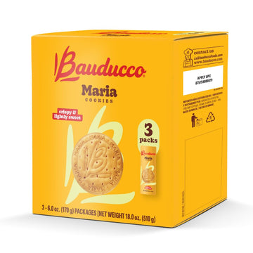 Bauducco Maria Cookies, 18.0 oz (Pack of 3) - Classic Crispy Cookies for Snacking, Coffee, or Tea - Perfect Dessert Treat with N