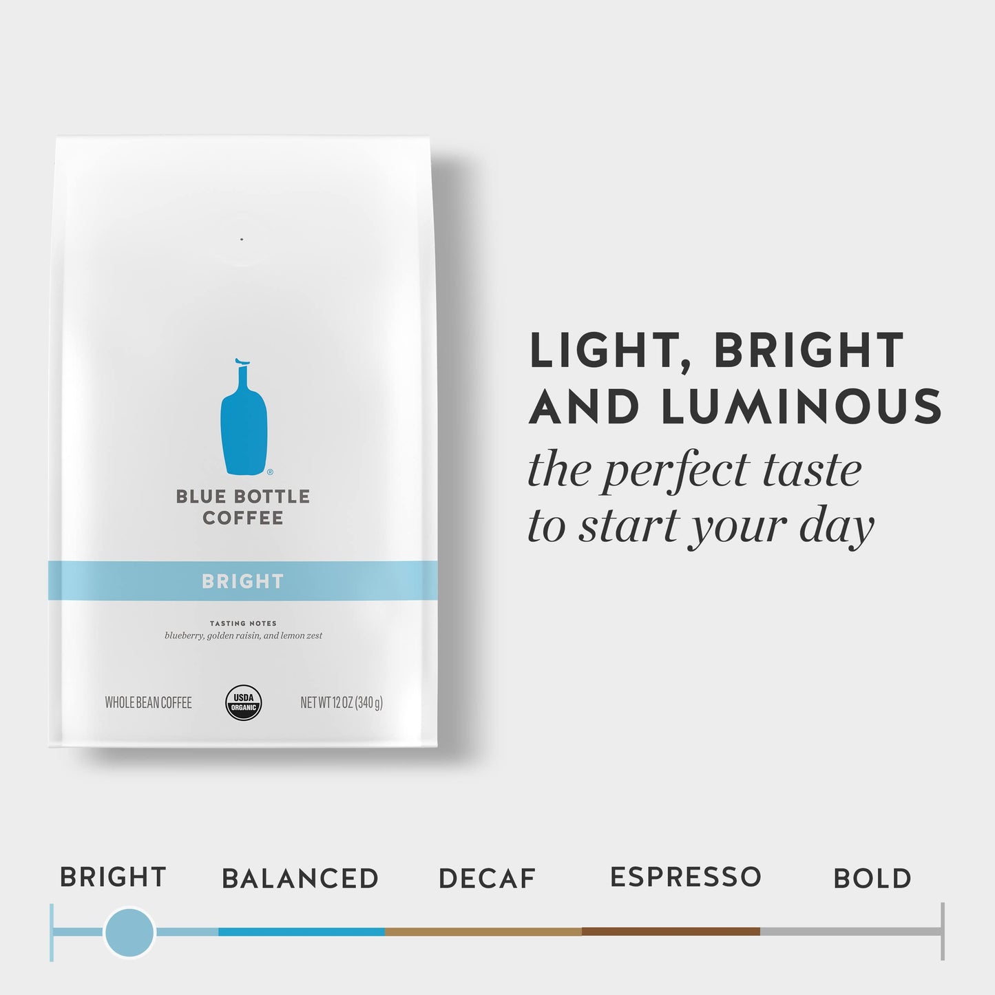 Blue Bottle Coffee Whole Bean Organic Coffee Bright Light Roast 12 oz Bag Pack of 6