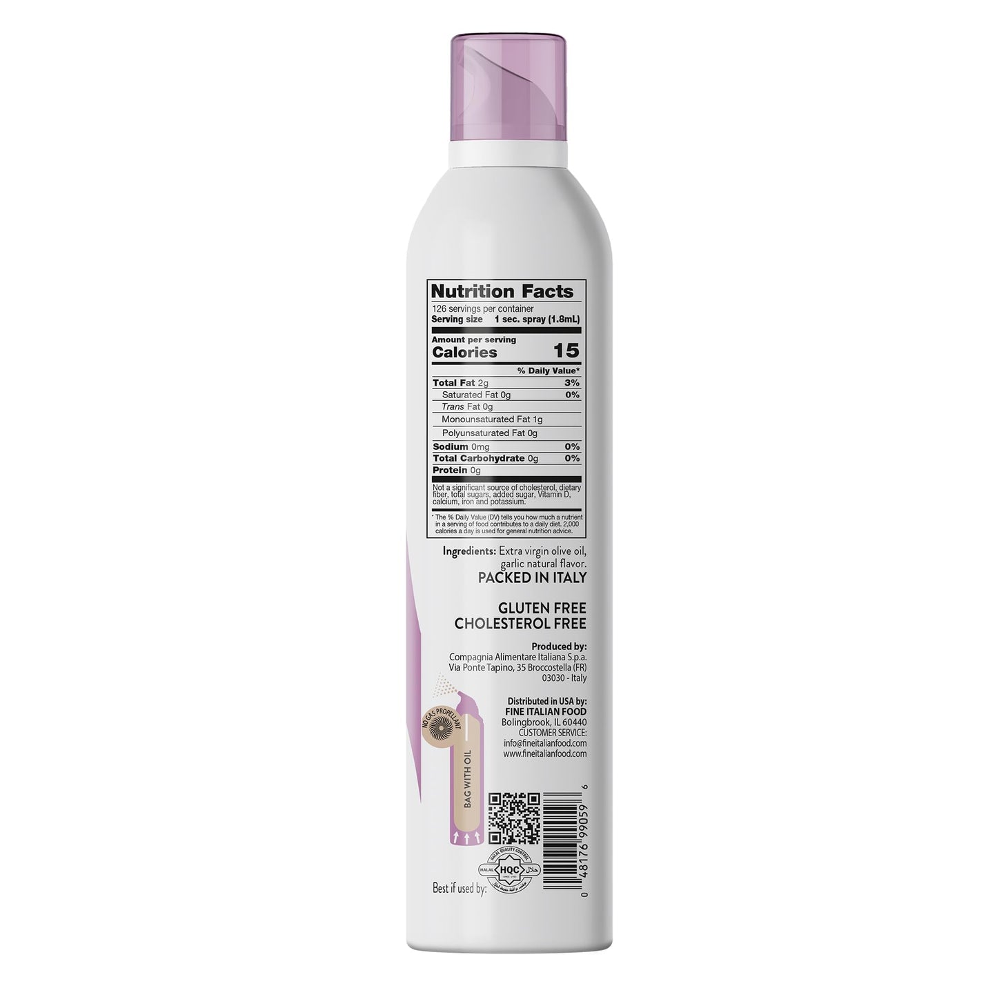 Mantova Extra Virgin Olive Oil Spray Garlic Flavored 8 oz. Spray Bottle - Manage Oil Amount - Great For Salads & Cooking