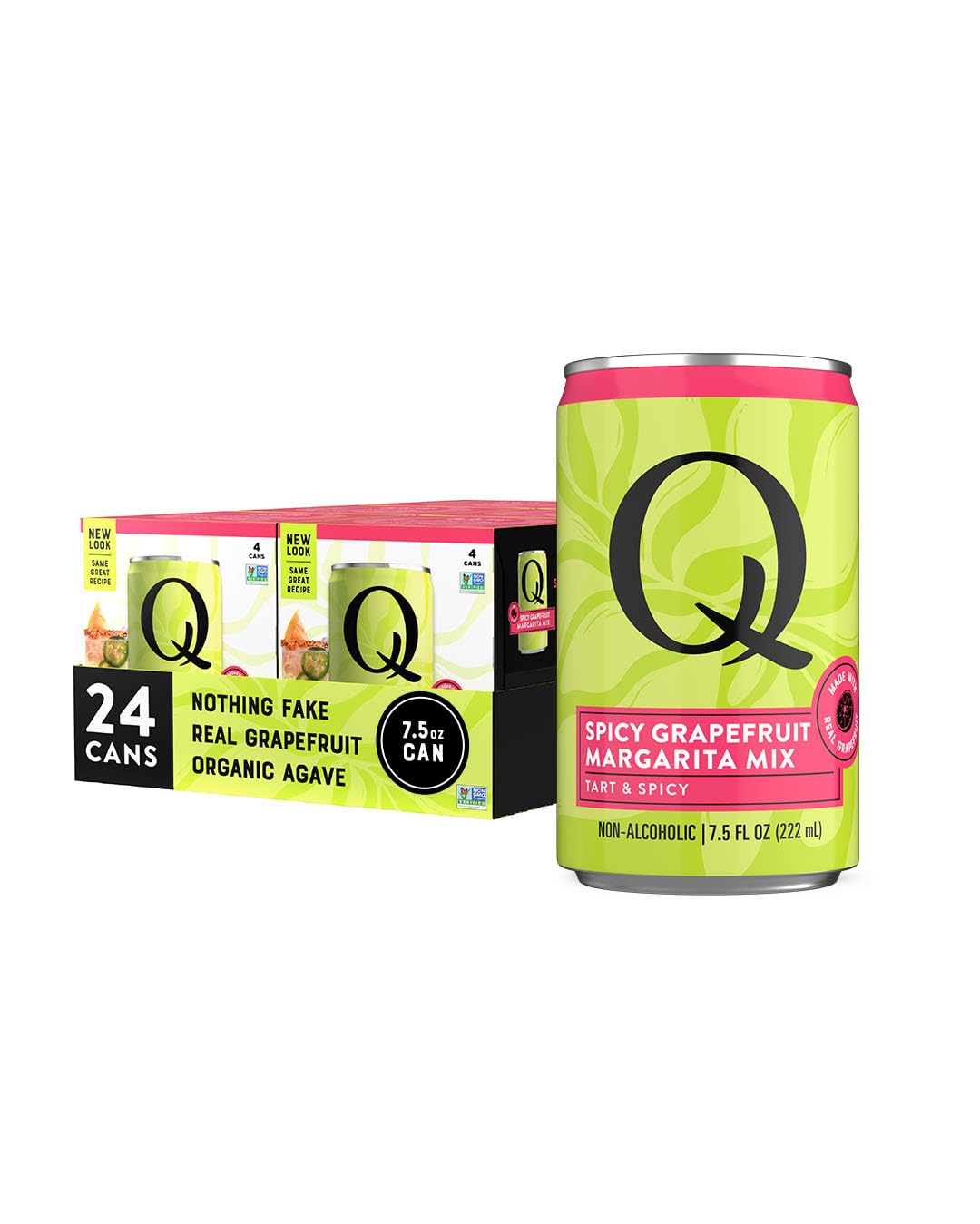 Q Spicy Grapefruit Margarita Mix With Real Grapefruit & Organic Agave - Ideal For Mixed Flavors & Mocktails - Real Ingredients & Perfectly Balanced - 80 Calories Per Serving - 7.5 Fl Oz Cans (Pack Of 24)