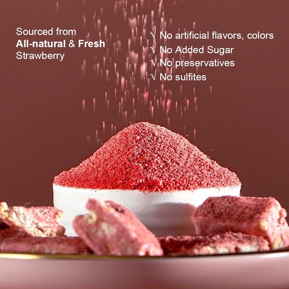 Fraunitsh Freeze Dried Strawberry Powder, Natural Fruit Powder, 3.5oz/100g
