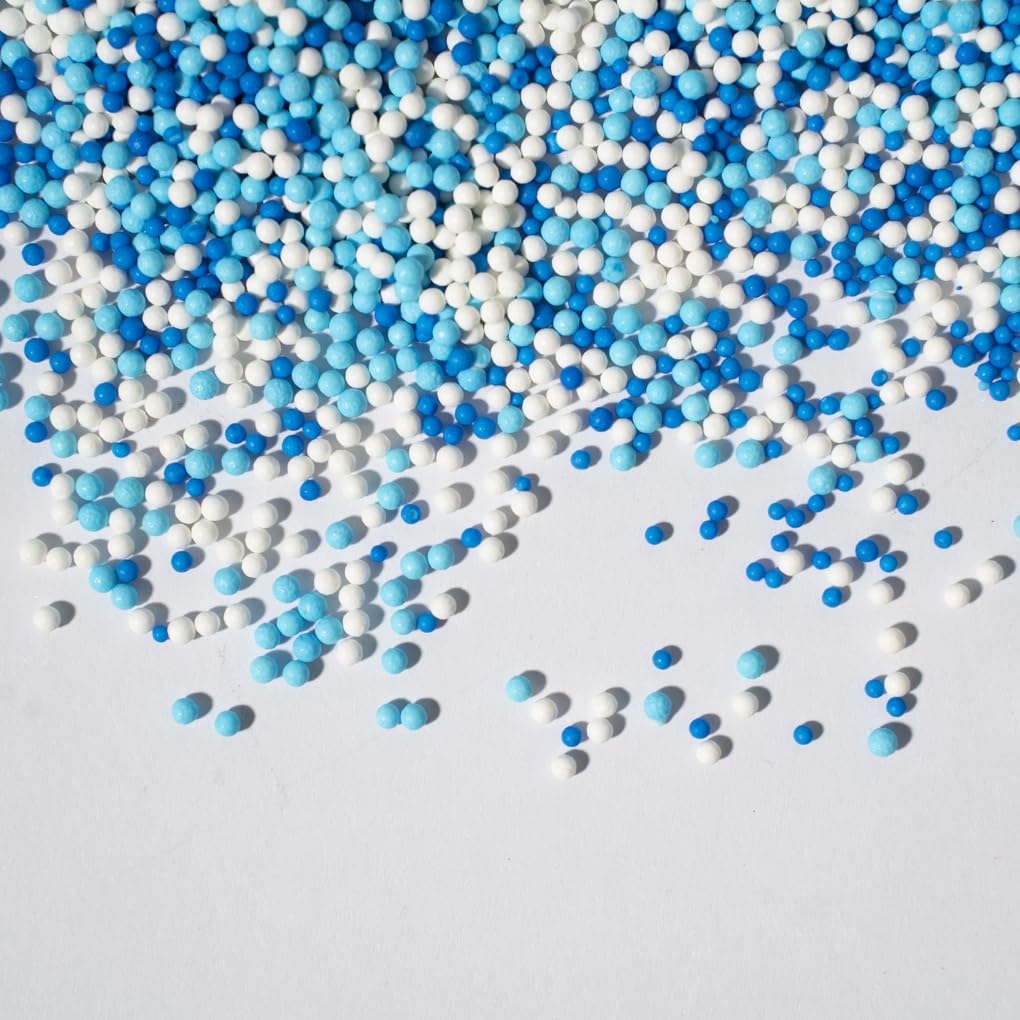 NIPEOR Edible Pearl Sprinkles for Cake Decorating - 2mm Blue Light Blue - 130g/4.6oz 1 Bottle