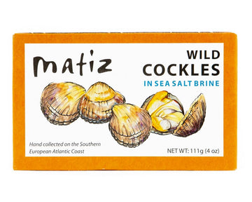 Matiz Espaa Wild Cockles from Galicia, Spain in Natural Sea Salt Brine (4 oz.) Spanish Berberechos, Small Clams, Hand Packed, Si