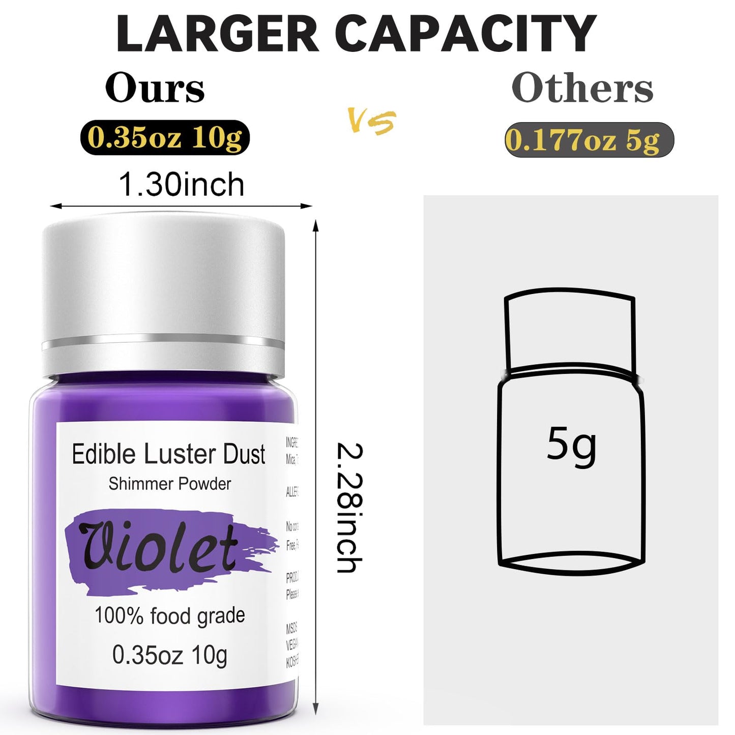 Purple Luster Dust Edible Glitter For Cakes Cocktails - 10G Colaele Edible Shimmering Dust For Chocolates, Metallic Food Colorin