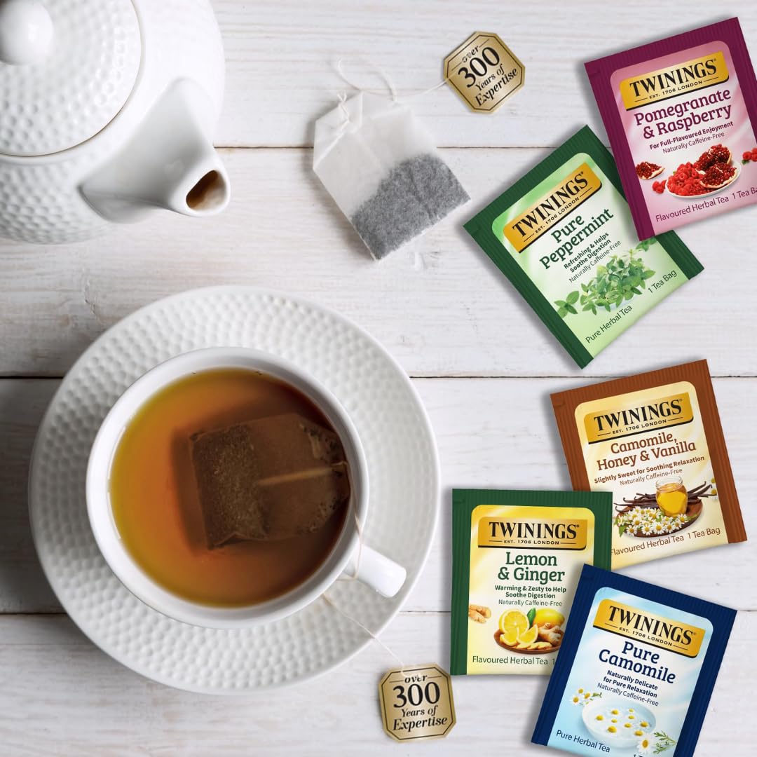 Twinings Herbal Tea Variety Pack - 26 Individually Wrapped Bags, 13 Caffeine-Free Flavors, 1 Count (Pack of 26)