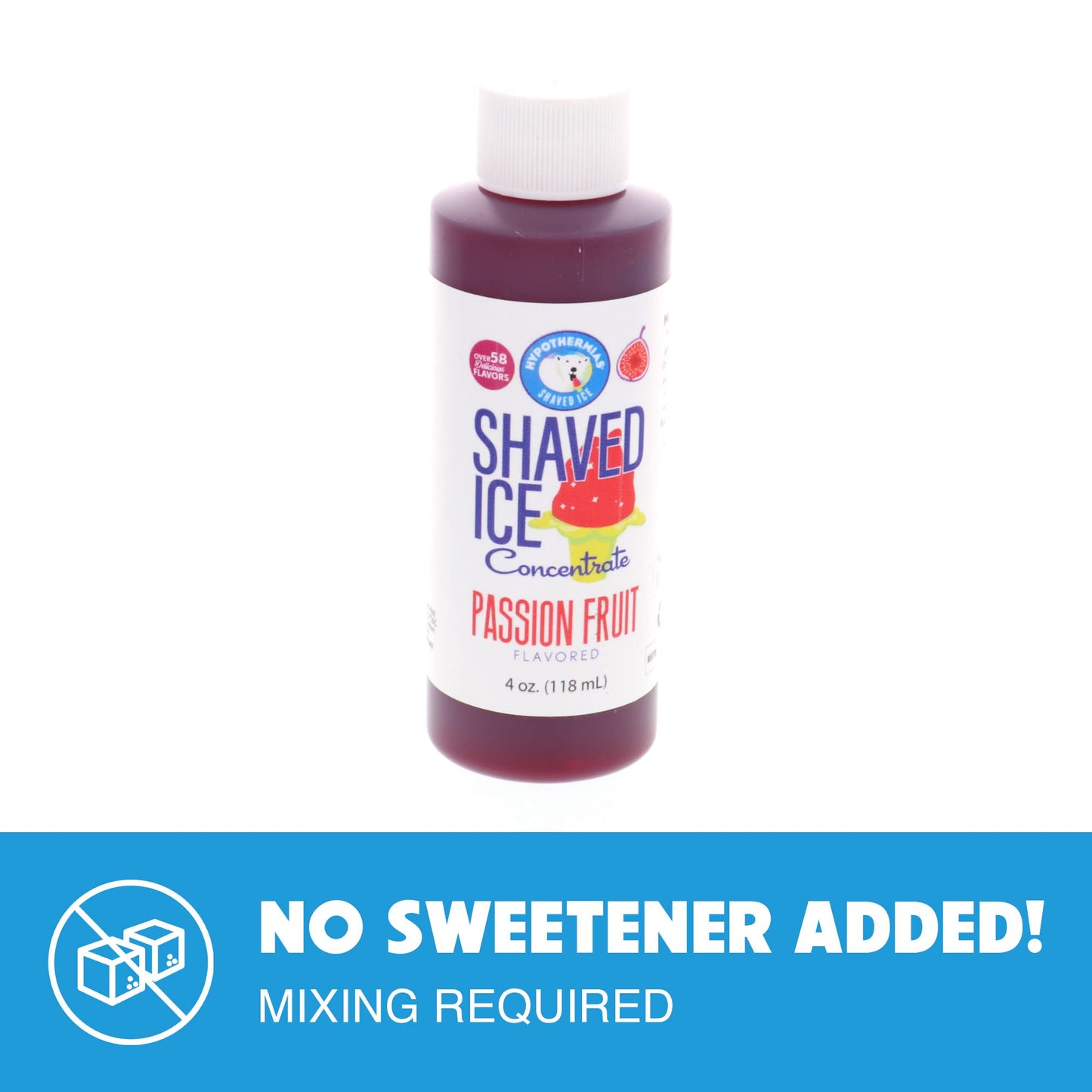 Hypothermias Shaved Ice And Snow Cone Syrup Unsweetened Flavor Concentrate - 4 Fl Oz - Makes 1 Gallon Of Ready To Use Syrup - Pa