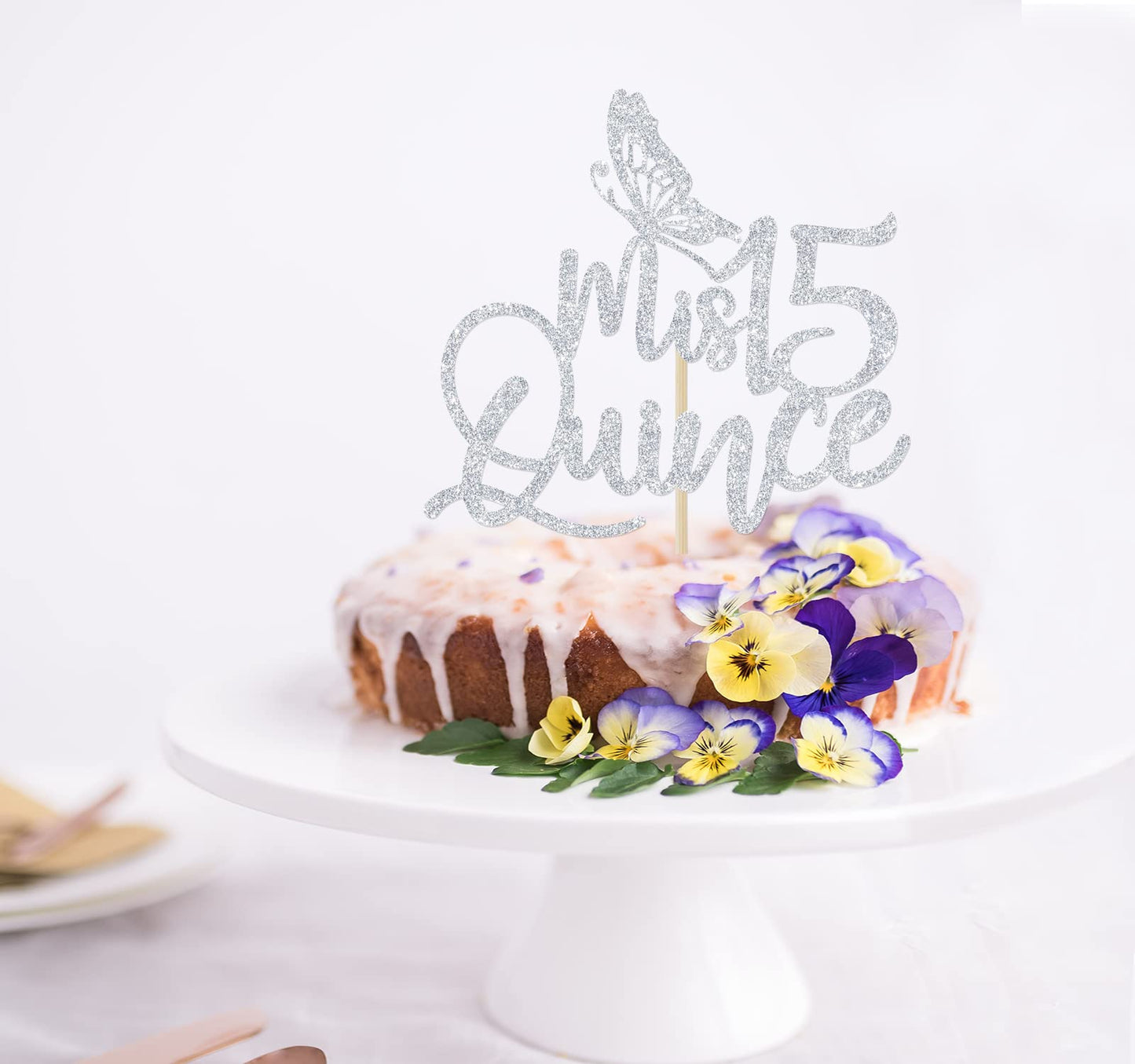 Silver Glitter Mis Quince Cake Topper, Mis Quince Aos Decorations, 15Th Birthday Decorations, Feliz 15 Anos, Cheers To 15 Years