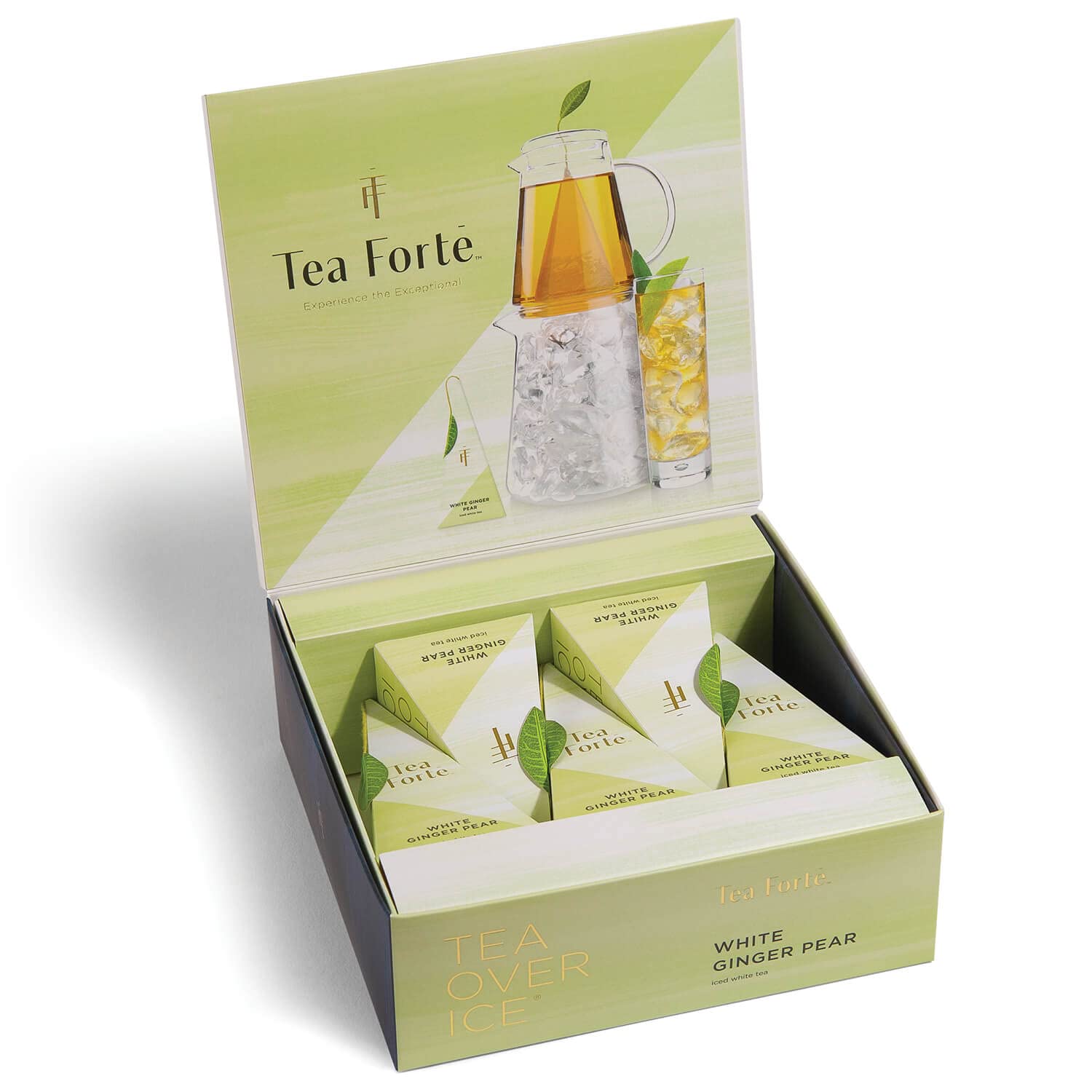 Tea Forte White Ginger Pear Iced Tea Blend, Premium Organic, 5 Count Pyramid Infuser Bags, Caffeinated, 24 oz Each, Model SYNCHKG075485