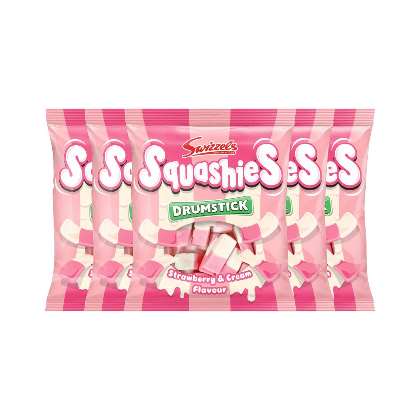 Generic Squashies Drumstick Strawberry & Cream Candies - 120G MultiPack (5 Pack) - Imported from UK