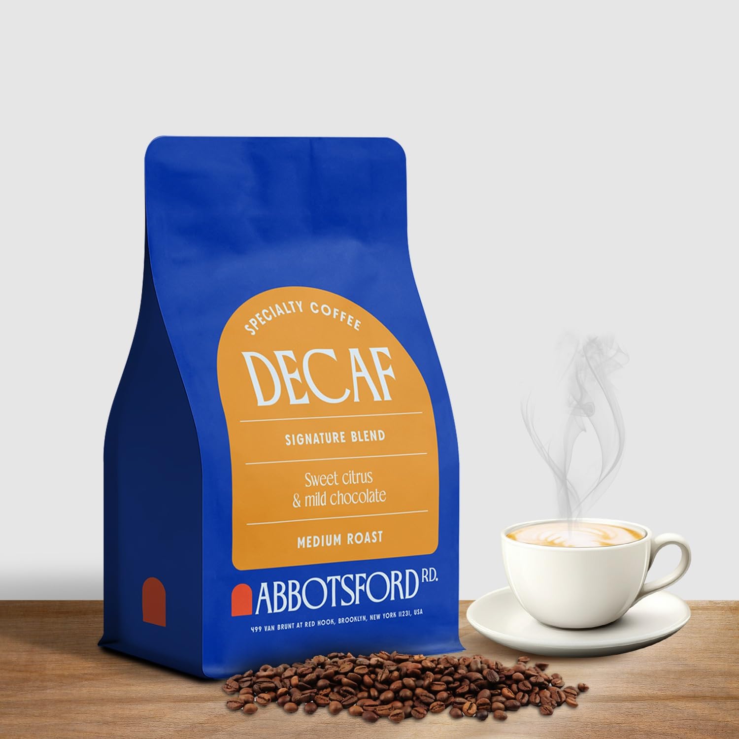 Abbotsford Road Whole Bean Decaf Coffee, Specialty Medium Roast 12 oz Bag, Chemical-Free Arabica Decaffeinated Coffee Beans, Fre