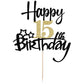 Kaoenla Black Gold Glitter Happy 15Th Birthday Cake Topper - Hello 15/Cheers15,Happy Fifteen Birthday Anniversary,15 Years Old B