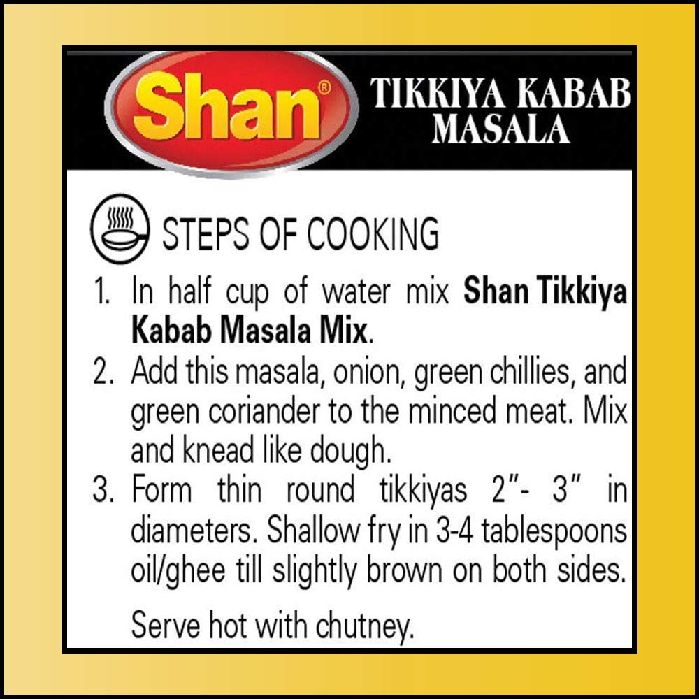 Shan Tikkiya Kabab Recipe And Seasoning Mix 1.76 Oz (50G) - Spice Powder For Instant Shallow Fried Mince Meat Patties - Suitable