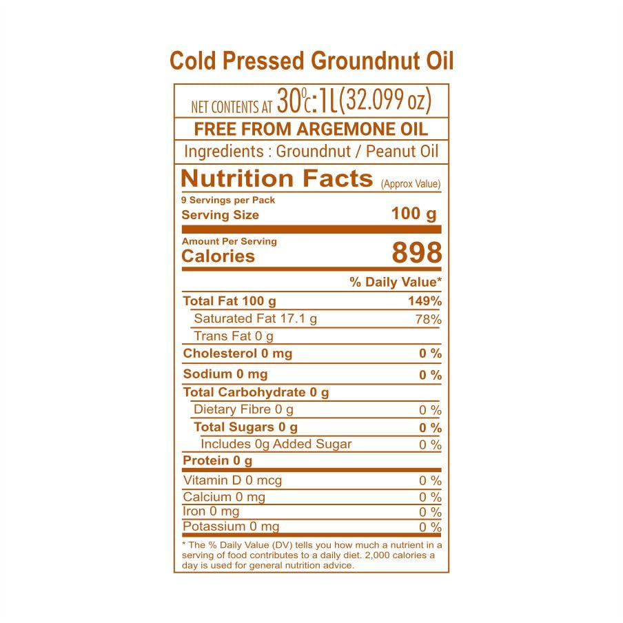 Gulab Cold Pressed Groundnut Oil - 5 Litre | Peanut Oil | Sing Tel | Kolhu/Kachhi Ghani/Chekku/Wood Pressed | Natural Cooking Oi