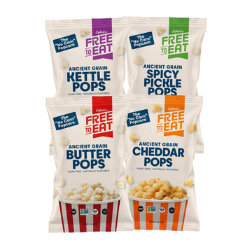 Cybeles Free-to-Eat Ancient Grain Pops - Healthy Snacks, All Natural, Gluten-Free, Vegan, No Preservatives or Additives (Variet