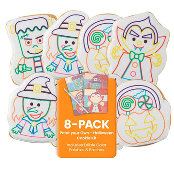 WANDERCRUMB | Monster Cookie Decorating Kits | 8 Jumbo cookies + 8 edible color palletes + brushes - Monster Gifts for Kids, Kid