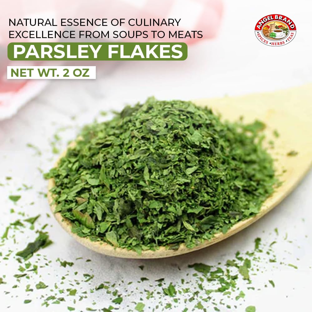 Angel Brand Parsley Flakes 2 Oz Bottle - Premium Dried Parsley Seasoning For Cooking, Garnishing, And Flavoring - Fresh Taste An