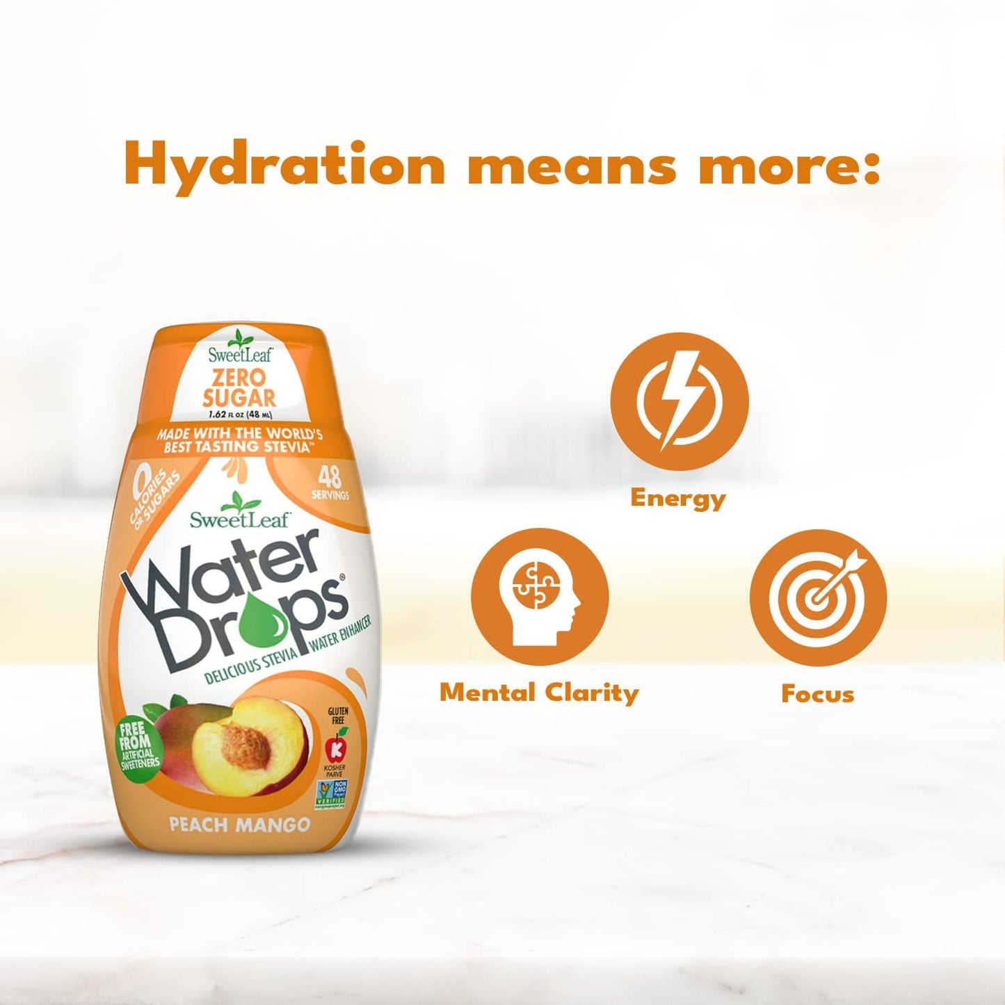 Sweetleaf Water Drops, Peach Mango – Sugar-Free Water Enhancer Drops, Stevia & Monk Fruit Sweetener Water Flavoring, 1.62 Oz (Pack Of 6)