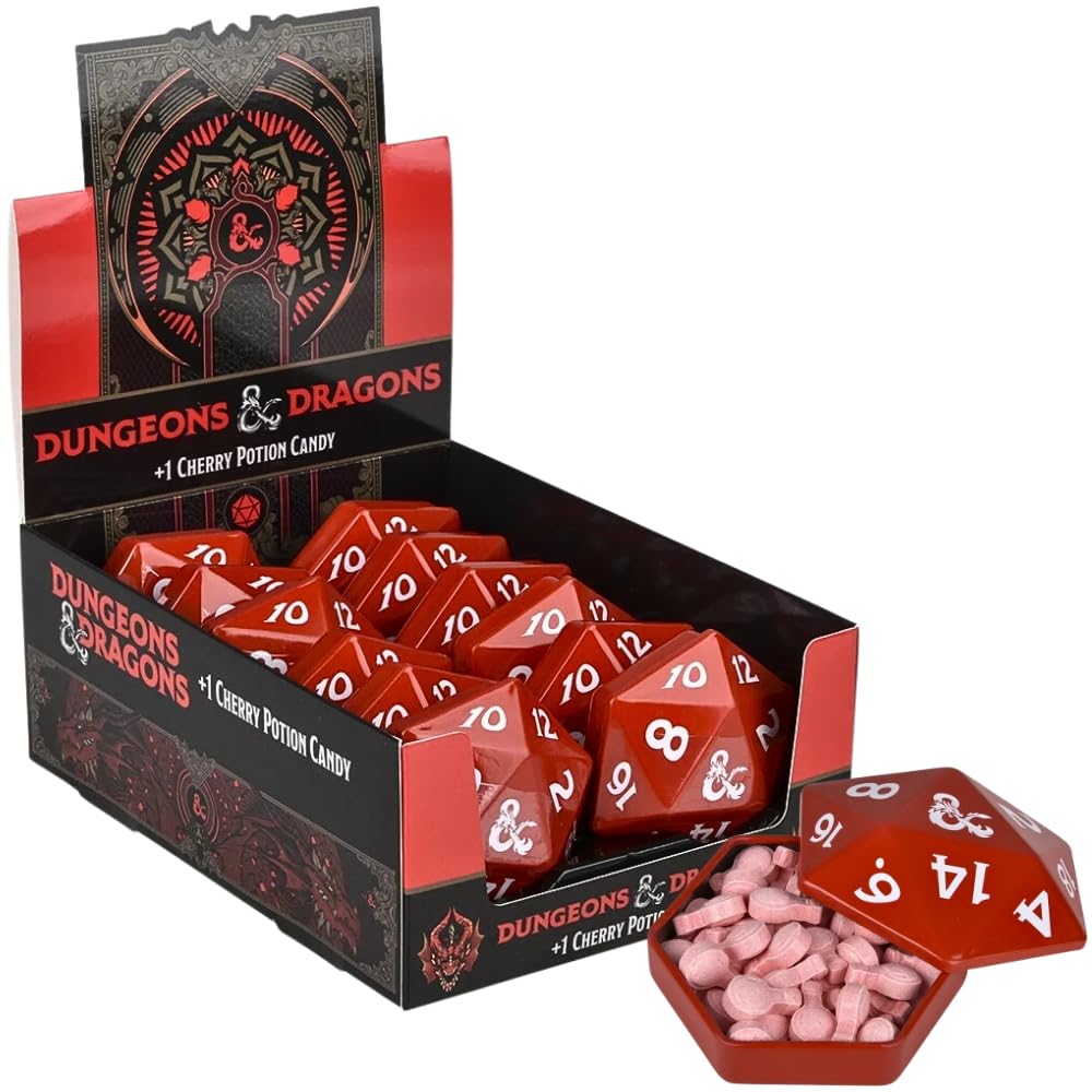 Rhode Island Novelty Boston America Dungeon And Dragons D&D Dnd D20 +1 Potion Sour Candy Collectible Tin - One (1) Tin - Sour Cherry Flavor