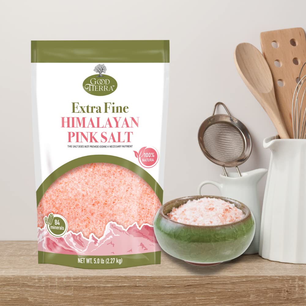 GOOD TIERRA Himalayan Pink Salt - Extra-Fine Grain - 80 oz (Pack of 6) - PET Bag