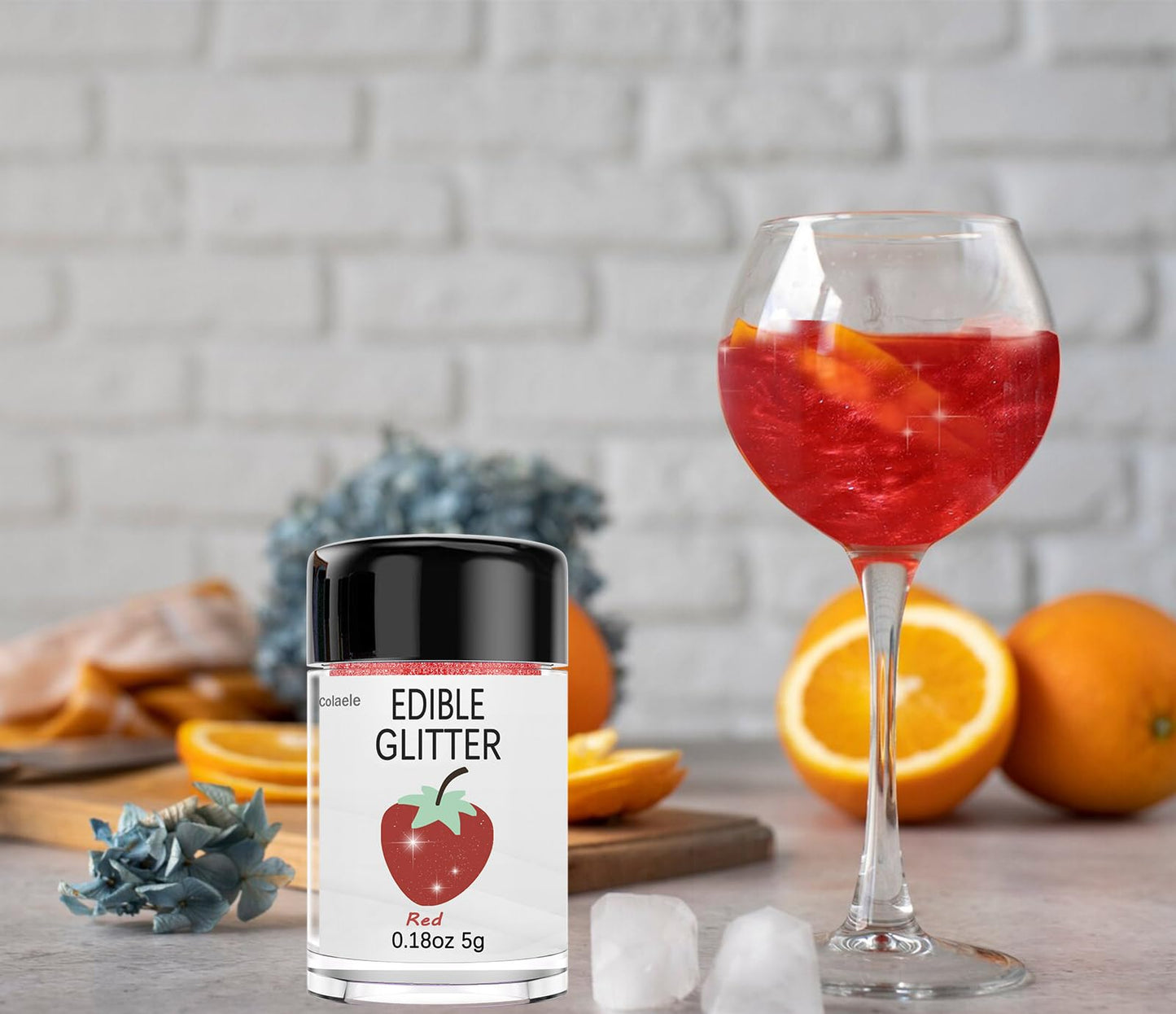 Colaele Red Edible Glitter Luster Dust, 5g Food Grade Metallic Powder for Cakes and Desserts