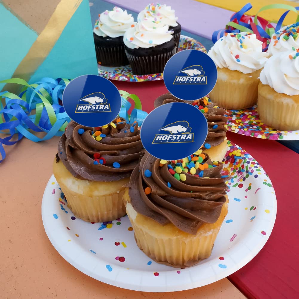 GRAPHICS & MORE Cupcake Picks Set of 6 - Acrylic - Hofstra University Logo - Model CUPT.CIR.ACR.6PK.CLCHOF501