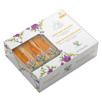 Eupherbia Saffron Rock Candy Sticks, 25 Pack, Pure Crystalline Elegance, Handcrafted Sweetness, Sugar Rock Candy (Nabat) Infused