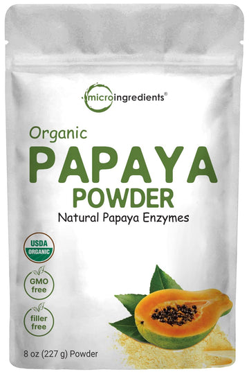 Organic Papaya Powder, 8oz | 100% Natural Fruit Powder | Freeze-Dried Papayas Source | No Sugar & Additives | Great Flavor for D