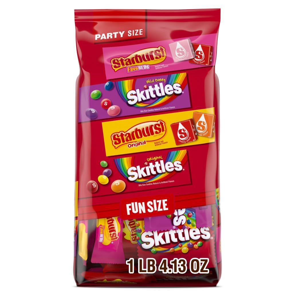 SKITTLES Original, SKITTLES Wild Berry & STARBURST Original and STARBURST FaveReds Fun Size Nut Free Individually Wrapped Trick