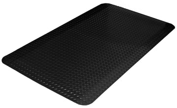 Durable Vinyl Heavy Duty Diamond-Dek Sponge Industrial Anti-Fatigue Floor Mat, 3' X 5', Black