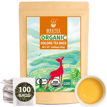 Wt Weetee Organic Oolong Tea Bags, Usda Organic Oolong Tea 100 Count, Mild & Refreshing, Natural Caffein, Unsweetened Healthy Te