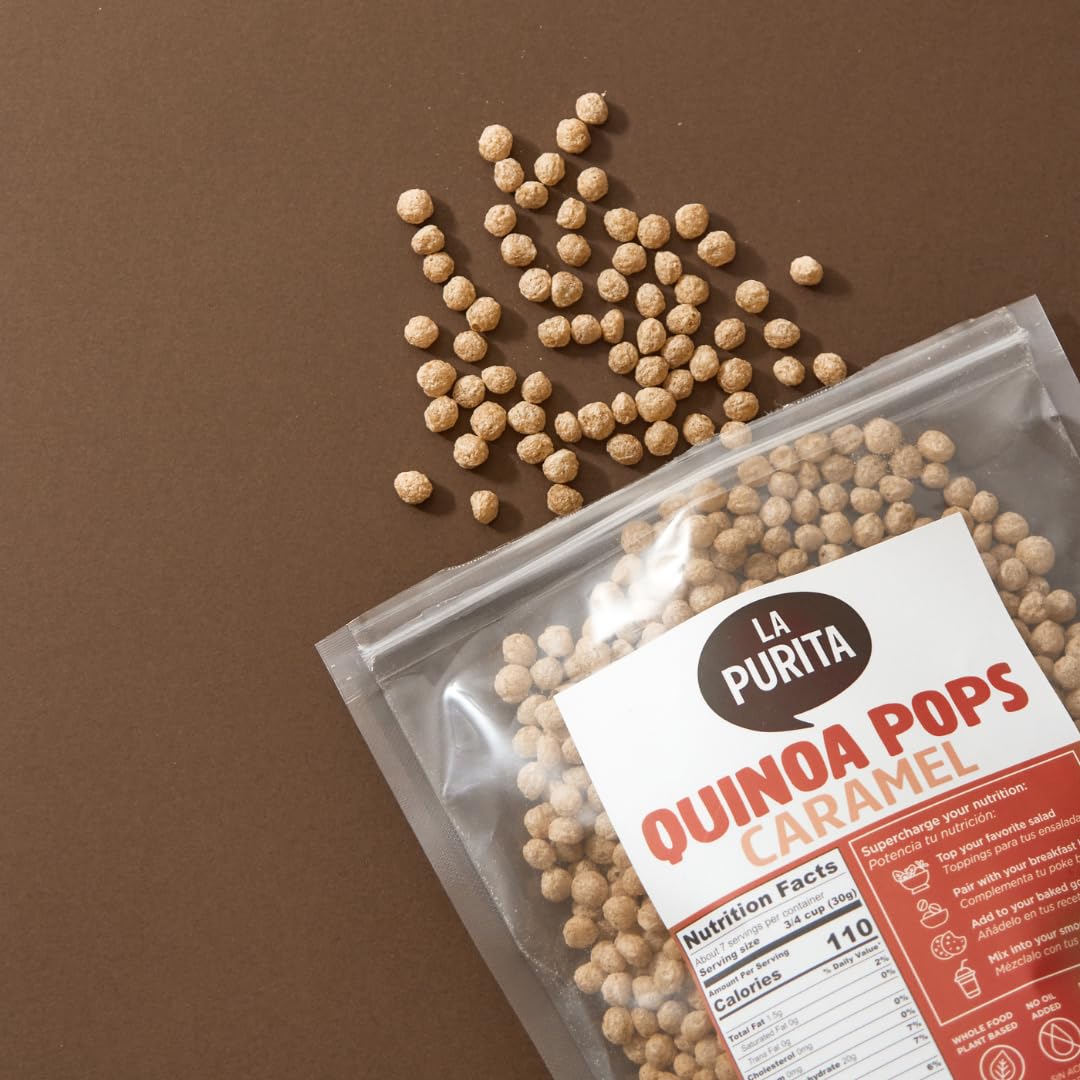 La Purita Quinoa Pops, Caramel, Gluten-Free Vegan Superfood, 7 oz