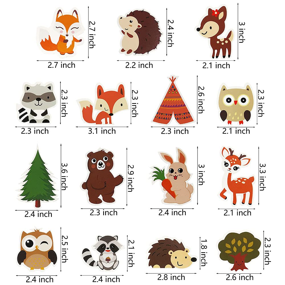 DRWATE 60PCS Woodland Creatures Cupcake Toppers Picks - Cardboard Cake Decorations for Baby Shower, Kids Birthday, Safari Party