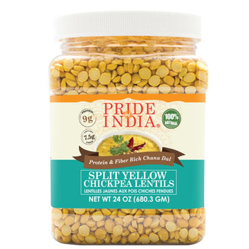 Pride Of India - Indian Split Yellow Chickpea Lentils - Protein & Fiber Rich Chana Dal, 1.5 Pound Jar
