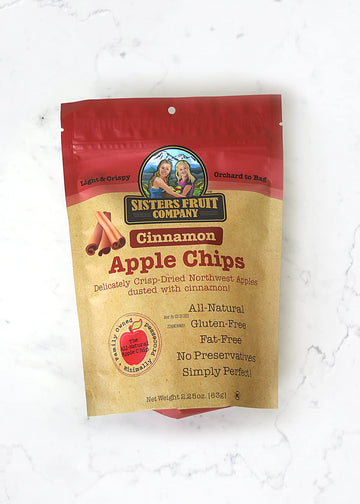 Sisters Fruit Company Apple Chips, Cinnamon Apple, All Natural, Gluten-Free, Fat-Free (Contains Six 2.25 Oz. Bags)