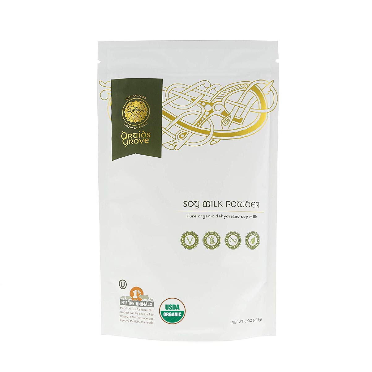 Druids Grove Soy Milk Powder Vegan ⊘ Non-Gmo Gluten-Free Ou Kosher Certified - 8 Oz.