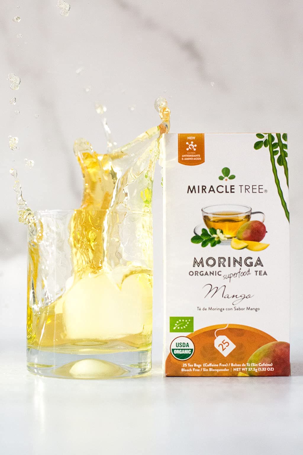 Tree Organic Moringa Superfood Tea - 25 Count (Pack of 3) - Caffeine-Free, Vegan, Gluten-Free, Non-GMO
