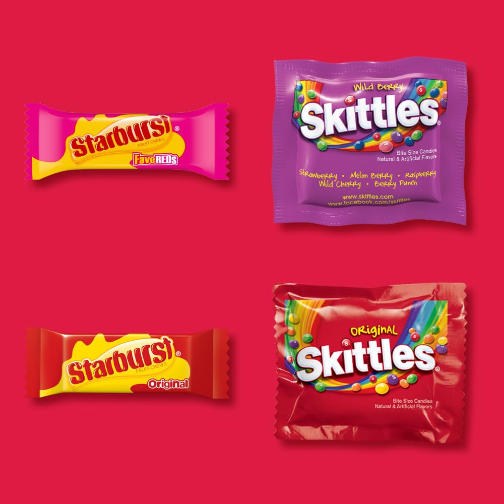SKITTLES Original, SKITTLES Wild Berry & STARBURST Original and STARBURST FaveReds Fun Size Nut Free Individually Wrapped Trick